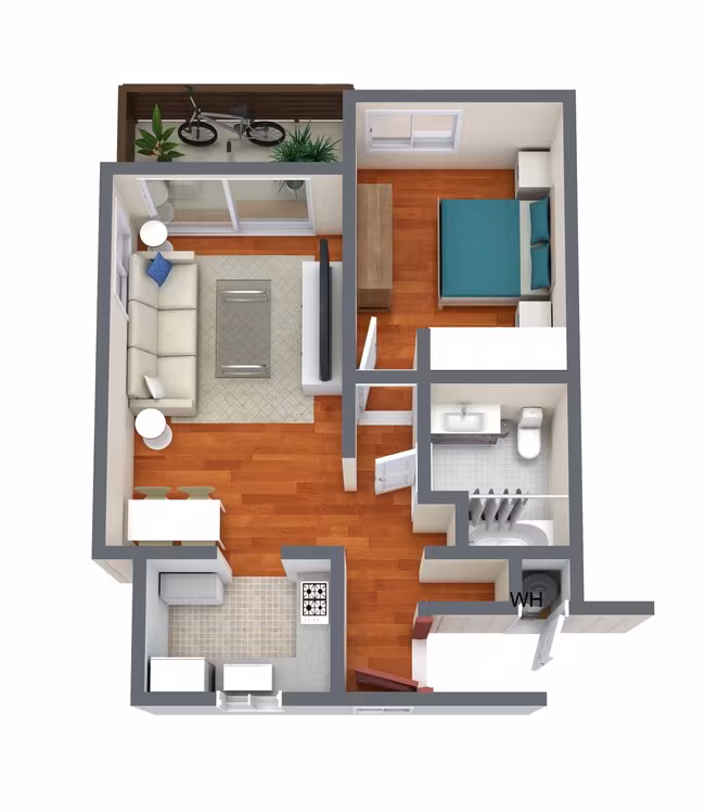 1 Bed 1 Bath 0201 floor plan